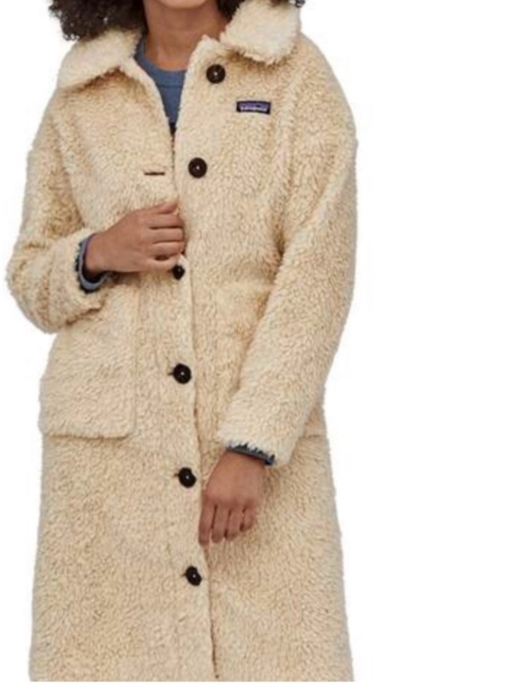 PATAGONIA Women's Recycled High-Pile Fleece
Long Coat Small Teddy Sherpa Cream